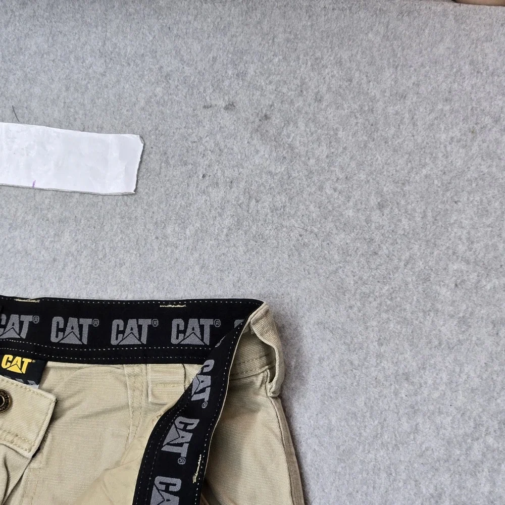 CAT Men Pants 30X32 Khaki Khakis Twill Work Pants Button 32